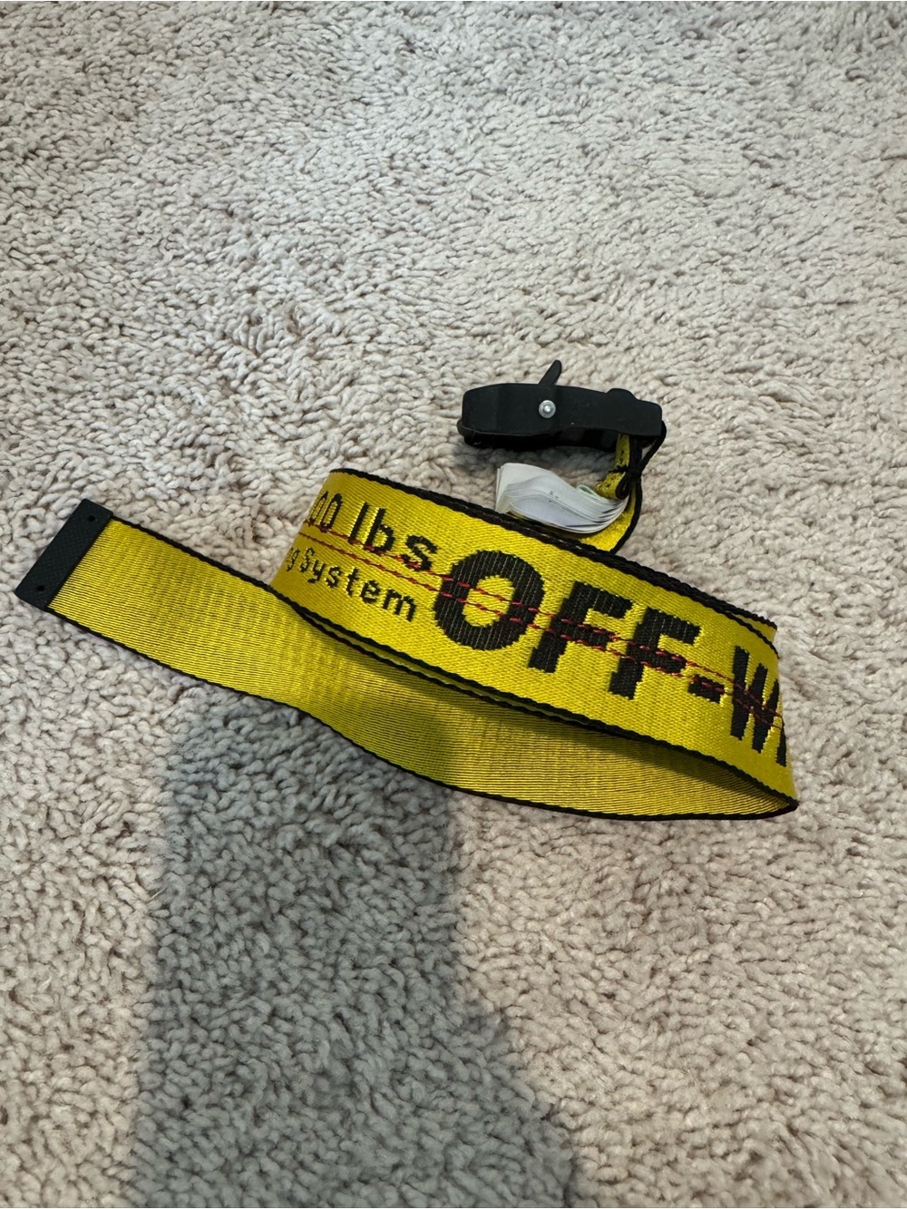 Off-White Industrial Yellow and Black Logo Belt